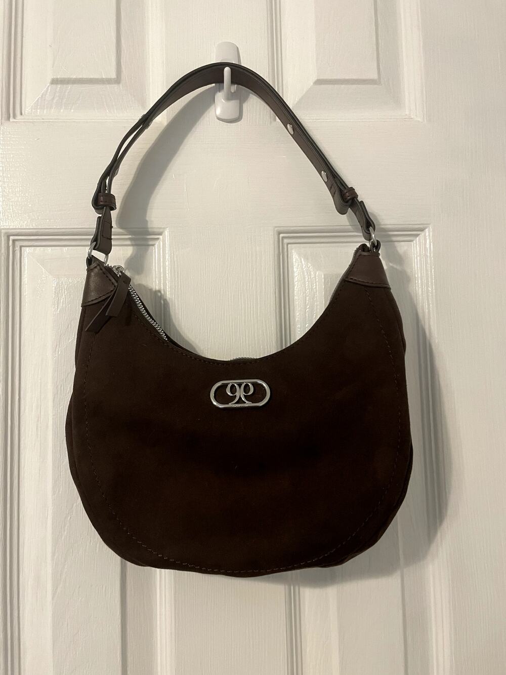 Nine West Danika Hobo Chocolate Brown Shoulder Bag Suede
